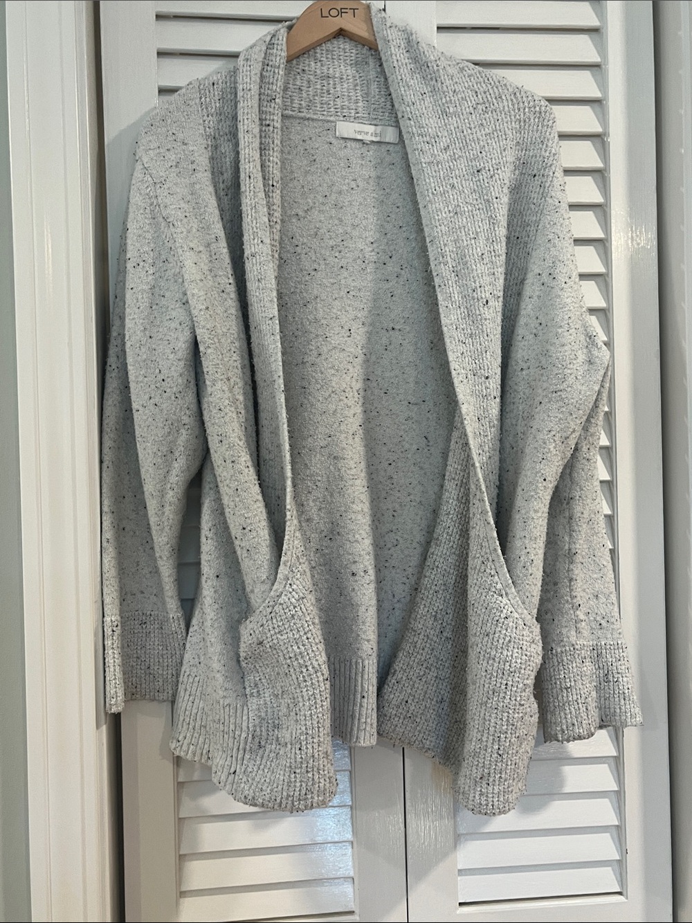 Source Unknown Speckled Light Gray Open Cardigan